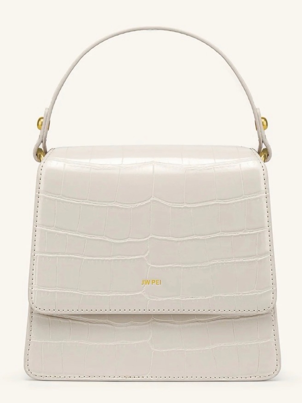 JW PEI-Croc-Embossed Mini Top-Handle Crossbody-Ivory-LIKE NEW